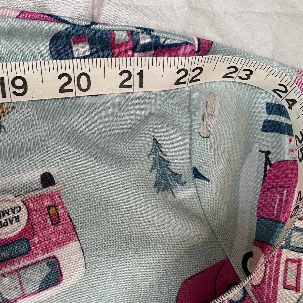 Joyspun Nightgown Women Lt Blue Teal & Pink Campers Cozy Knee Length Large-XL - Picture 5 of 6